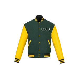 Chaqueta universitaria de lana personalizada con manga de cuero para hombre, chaqueta cálida de uniforme de béisbol callejero de estilo moderno - Product Image 2