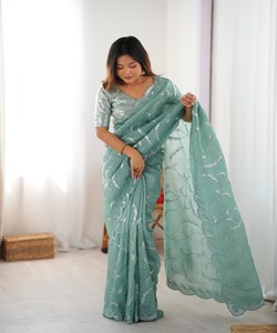 <span class=keywords><strong>Saree</strong></span> Sari Nieuwe Trending Cording Sequence <span class=keywords><strong>Saree</strong></span> Unieke Outfit Mode Geborduurde Werk Sarees Op Organza Met Zware Blouse