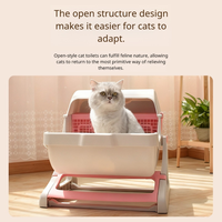 Bac à litière pour chat semi-automatique à nettoyage automatique, grande toilette pour chat à tamisage, sans pelle, bac à litière pour animaux de compagnie, dessus ouvert pour les gros chats, facile à nettoyer