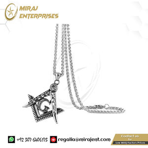 Alfileres de solapa de Masonería de metal de alta calidad personalizados promocionales 925 plata esterlina masón redondo masónico CZ colgante - Product Image 5