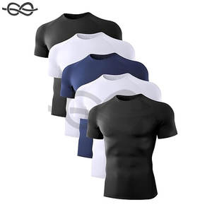 Ropa deportiva para hombre, camisetas de compresión, impresión personalizada OEM, precios al por mayor, camisetas de gimnasio transpirables de secado rápido para correr - Product Image 1