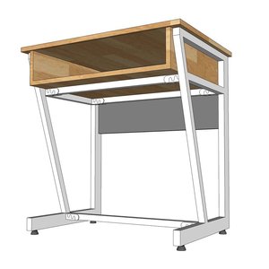 Escritorio de Estudio Individual Moderno VICTOR 02 con Cajón, Patas de Hierro y Madera de Caucho, Requiere Ensamblaje, para Profesores y Aulas-PSD009 - Product Image 6