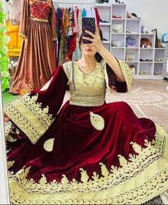 Robe afghane vintage pour femmes 2025, Salwar Kameez Shalwar, dentelle, fermetures éclair, boutons, taille naturelle, lavable, longueur genou - Product Image 4