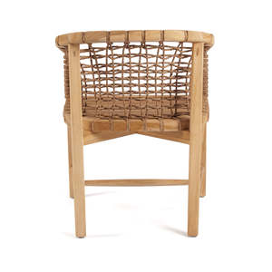 Sillas de comedor de teca de madera de estilo contemporáneo con respaldo de cuerda para uso en muebles para el hogar - Product Image 3