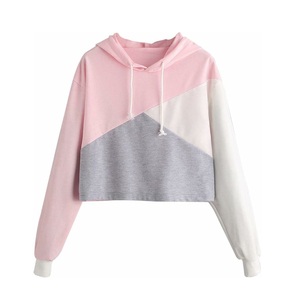 Nouveau à la mode haut court sweats à capuche pour femmes respirant 100% coton pull femmes haut court à capuche - Product Image 2