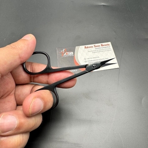 Ciseaux de manucure de beauté extra fins professionnels en acier inoxydable noir avec coupe-ongles russe à pointe pointue incurvée précise - Product Image 2