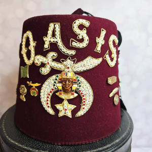 Shriners Fez <b>Hat</b> Masonic 100% Wool Hand Embroidery Rhinestones Customizable Colors Daily Outdoor High Quality Best <b>Sale</b> - Product Image 1