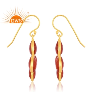 Pendientes Colgantes de Ónix Rojo Natural con Baño de Oro de 18K y Plata de Ley, Última Tendencia, Fabricante de Joyería Fina - Product Image 3