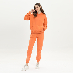 Logo personnalisé 500gsm French Terry Boxy Hoodie Set Sweatpants Joggers Femmes, Survêtements Sweats à capuche surdimensionnés pour femmes - Product Image 1