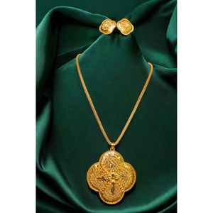 Unique Style Necklace Earrings <b>Set</b> with 22Ct <b>Gold</b> Plated Trendy Designed Necklace Earrings <b>Set</b> For Women Wear <b>Jewelry</b> - Product Image 1