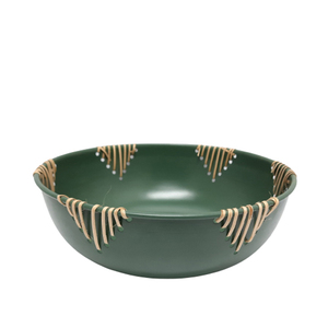 Vaisselle Fer & Canne Bol Rond Vert Armée Couleur Naturelle Saladier Pour Cuisine & Décoration de Mariage Personnalisé - Product Image 3