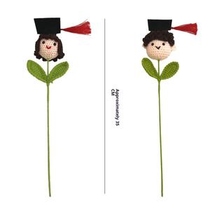 Chapeau de doctorat pour la saison des diplômes, pour garçons et filles, bouquet en fil tricoté à la main au crochet, cadeau pour la fête des enseignants, cadeau de mariage - Product Image 5