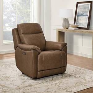 Sillón Reclinable de Cuero Marrón de Alta Calidad, Respaldo Acolchado, Asiento Individual - Product Image 4