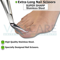 Ciseaux à ongles TOE à manche extra long en acier inoxydable, instruments chirurgicaux de pédicure, manucure, podologie, pour usage infantile, avec boîte