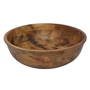 Decorative Wood <b>Salad</b> <b>Bowl</b> Hand Carved Centerpiece Round Dough <b>Bowls</b> Serving Wooden Dinnerware <b>Bowls</b> for Decor <b>Large</b> Tabletop - Product Image 1