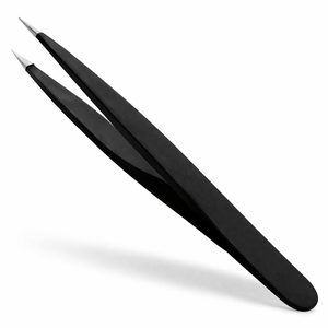 Pinzas de Precisión Negras de Acero Inoxidable con Punta Fina, Herramienta Profesional Antideslizante para Depilación de Cejas - Product Image 1