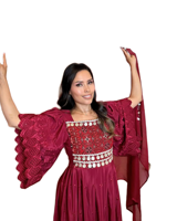 Robe de mariée ethnique vintage bohème écologique pour femmes afghanes, magnifique travail de perlage, palette de couleurs riches, tissu en mousseline naturelle