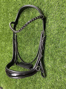 Cuero de alta calidad Multi Color Sparkle Anatomic Horse Snaffle Bridle Rhinestone Browbands Raised Noseband equipo de caballo - Product Image 5
