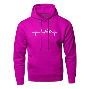 เสื้อฮู้ดสวมหัวแขนยาวของผู้ชาย OEM ภูเขาการเต้นของหัวใจสีพื้นปักลายสำหรับฤดูหนาวฤดูใบไม้ร่วง - Product Image 5