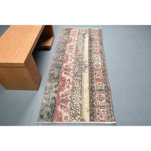 Alfombra de área grande turca Vintage, estilo clásico Beige, respaldo de látex de lana de 28x65 pies, patrón abstracto para pasillo rectangular para adolescentes - Product Image 1