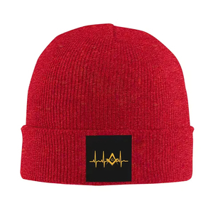 Custom Heartbeat Freemason Breathable <b>Waterproof</b> <b>Beanie</b> Caps Hip Hop Knitting Hat Unisex Adult Size Winter Warm - Product Image 6