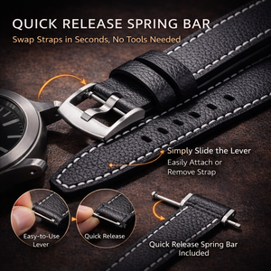 Cinturino per Orologio in Pelle Crazy Horse Ouruoxi, 20mm 22mm, Cinturino in Vera Pelle di Vitello con Sgancio Rapido - Product Image 5