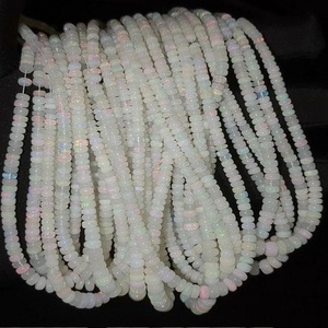 Perles d'opale éthiopienne Welo 3-5 MM opale de feu blanche naturelle Rondelle faite à la main lisse Flashy minimaliste cadeau personnalisé 16 pouces - Product Image 2