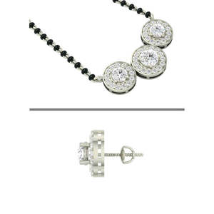 Compre un Conjunto de Mangalsutra de Plata Pura, Joyería Fina con Diamante de Corte Esmeralda Chapado en Oro, para Regalo de Boda o Fiesta para Esposa - Product Image 3