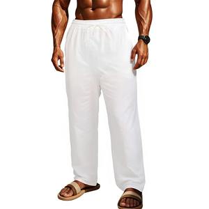 Men Polyester/Cotton Plus Size High <b>Drawstring</b> Casual <b>Trouser</b> Straight Pants Heavyweight Breathable High Street Beach Style - Product Image 5