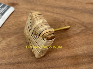 ลูกบิดหวายทรงสี่เหลี่ยมทำจากทองเหลืองสำหรับห้องครัวห้องนอนตู้ - Product Image 5