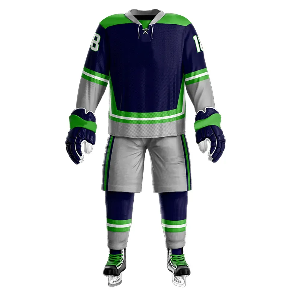 Uniformes de hockey sobre hielo para equipo, Jersey y pantalón de hockey sobre hielo de nuevo diseño, uniforme de hockey sobre hielo hecho en poliéster