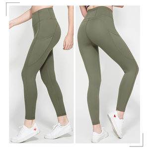 In Stock Winter Casual Yoga <b>Leggings</b> Custom <b>Compression</b> Fitness <b>Women</b> Workout Pants Multi-pocket Mid Waist Print Knee-Length - Product Image 3