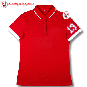 Camisas Polo Griegas Bordadas de la Hermandad Delta Sigma para Mujer |   Camiseta Polo Personalizada con Logotipo y Letras Griegas Bordadas para Mujer - Product Image 2