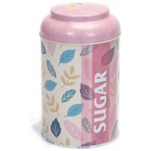 Boîte ronde en métal 1.2L avec couvercle en dôme 105x150mm motif de feuille pour accessoires de café et de thé - Product Image 1