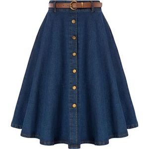 กระโปรงยีนส์ทรงแม็กซี่ทรงปกติคุณภาพสูงสำหรับผู้หญิง สไตล์วายทูเค วินเทจ ลำลอง เป็นมิตรกับสิ่งแวดล้อม มีกระเป๋า เหมาะสำหรับฤดูร้อนและฤดูใบไม้ผลิ - Product Image 1