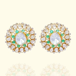 Boucles d'oreilles en diamant Polki cultivé en laboratoire, or 18 carats, clarté VVS2, certifiées IGI, bijoux fins élégants pour femmes, cadeau pour une occasion spéciale - Product Image 2