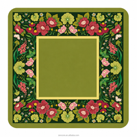 Tapis de Mahjong Américain Floral 31,5x31,5 pouces, Doux, Imperméable, Antidérapant, Tapis de Jeu Imprimé Coloré, 1 Pièce, Personnalisé OEM