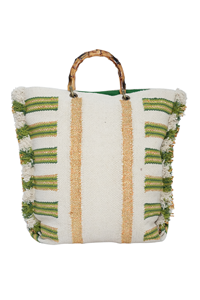 <b>Retro</b> Style Large Capacity Tote Bags for Women Luxury Hand Crafted Beaded Design Bamboo Handle Shopping & Tote Bags Wholesale - Product Image 4