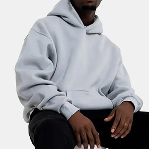 Sweat à capuche en coton éponge pur 350g pour hommes, printemps automne, imprimé personnalisé, motif solide, col à capuche et épaules tombantes. - Product Image 3