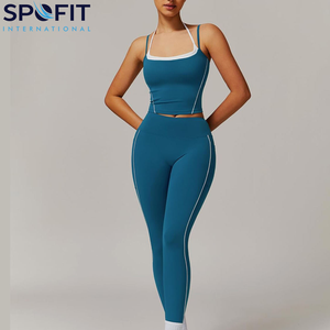 Ensembles de yoga personnalisés de haute qualité avec logo imprimé pour femme, soutien-gorge de sport et leggings, pantalons de yoga, vêtements de sport pour femme, grandes tailles - Product Image 1