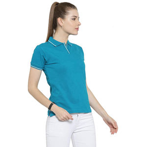 2022สำหรับผู้หญิงเสื้อโปโลผ้าฝ้าย100% ระบายอากาศลายทึบออกแบบได้เองสไตล์ลำลอง - Product Image 3