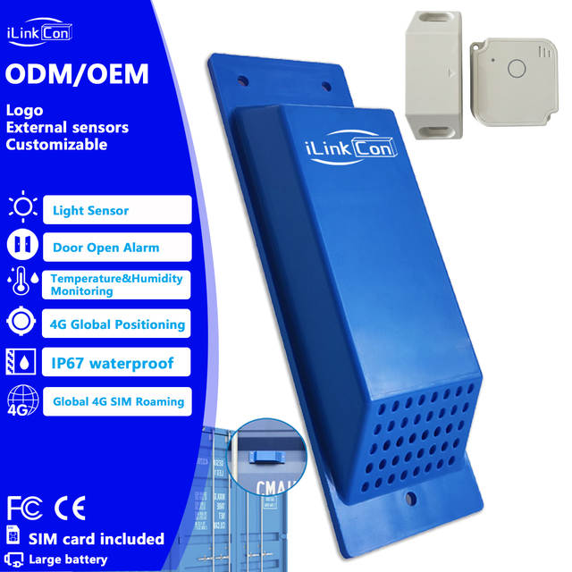 IP67 Waterproof Real Time 4G LBS GPS Container Tracker with Temperature Humidity Sensor Door Open Alarm PC Tracking Logistics