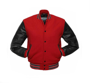 Premium Quality Eco-Friendly Windproof Long Sleeves Button Closure Customised Wool Sleeves and Body <b>Smart</b> Casual Varsity <b>Jacket</b> - Product Image 6