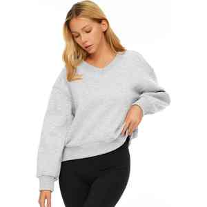 High Quality <b>Women</b> Cropped Crew Neck Sweatshirt Lightweight Cotton <b>Top</b> - Product Image 5