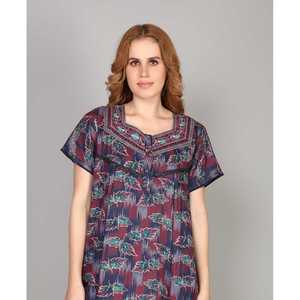 Camisón Evolve Alpine Casual de Longitud Completa con Bolsillo Lateral, Bordado en el Escote, Tejido Suave, Cierre Elástico en la Cintura, Estilo Adorable - Product Image 6