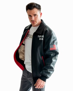 Parka de mejor estilo de aire para hombre 2025 Top Gun mismo estilo abrigo de piel de oveja chaqueta de invierno de piel Natural para hombre chaqueta de bombardero de cuero - Product Image 3