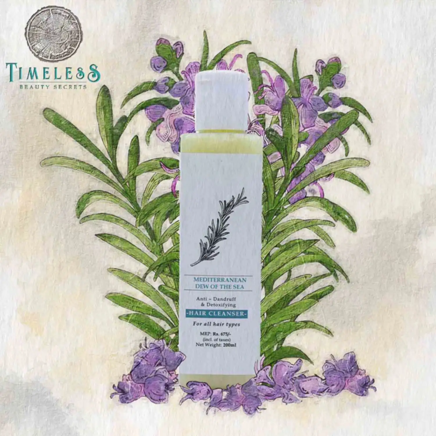 Timeless Beauty Secrets Mediterranean Dew Of The Sea Anti- Dandruff And Detoxifying Natural Hair Cleanser For All Hair Types