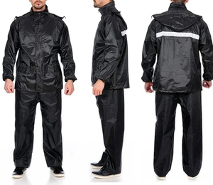 Combinaison de pluie noire pour moto, imperméable, pour adulte, ensemble pantalon et veste de randonnée, vêtements de pluie, coupe-vent - Product Image 1