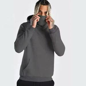 Sweat à capuche pour homme à effet délavé à l'acide, coton lourd, cagoule avec fermeture éclair intégrale, motif uni, manteau à capuche d'hiver de type ninja - Product Image 5