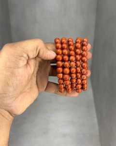 Pulsera de cristal de jaspe rojo de 8mm de alta calidad hecha a mano ajustable religioso Feng Shui energía curativa mujeres hombres - Product Image 3